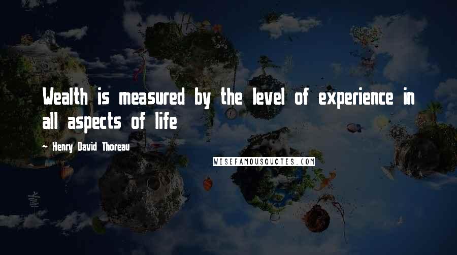 Henry David Thoreau Quotes: Wealth is measured by the level of experience in all aspects of life