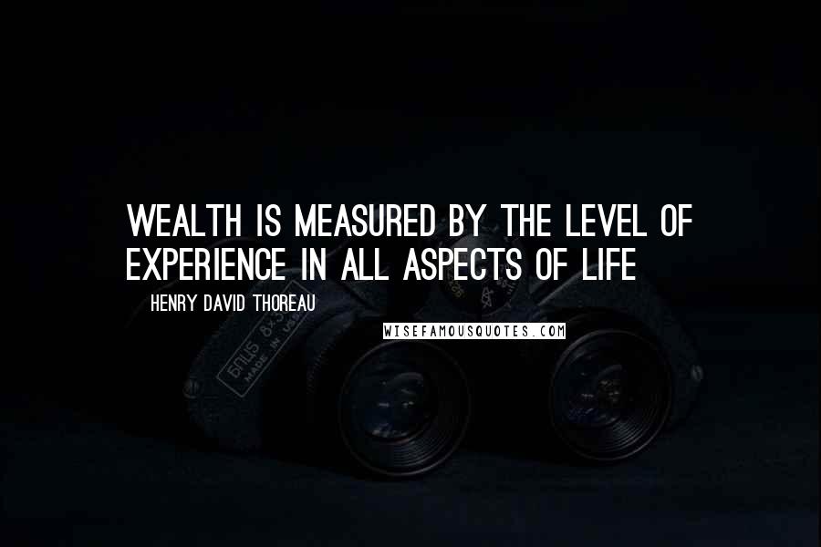 Henry David Thoreau Quotes: Wealth is measured by the level of experience in all aspects of life