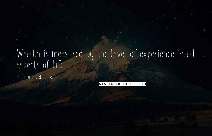 Henry David Thoreau Quotes: Wealth is measured by the level of experience in all aspects of life