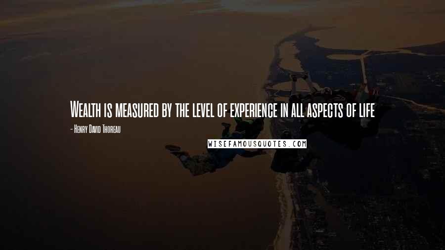 Henry David Thoreau Quotes: Wealth is measured by the level of experience in all aspects of life