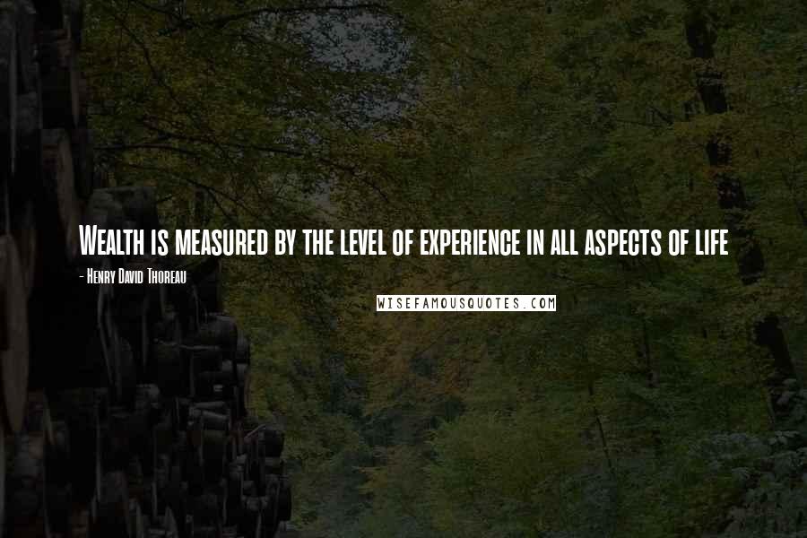 Henry David Thoreau Quotes: Wealth is measured by the level of experience in all aspects of life