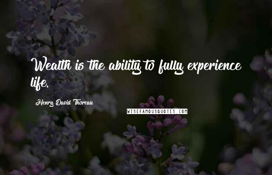 Henry David Thoreau Quotes: Wealth is the ability to fully experience life.