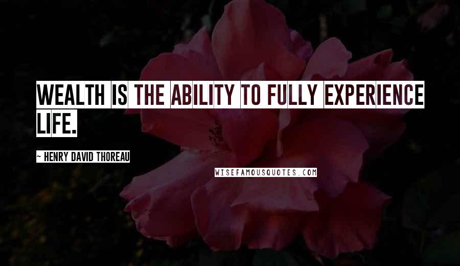 Henry David Thoreau Quotes: Wealth is the ability to fully experience life.