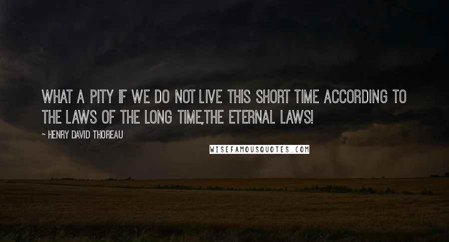 Henry David Thoreau Quotes: What a pity if we do not live this short time according to the laws of the long time,the eternal laws!