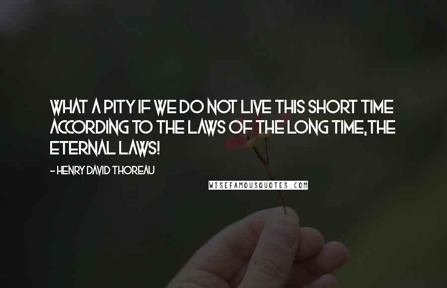 Henry David Thoreau Quotes: What a pity if we do not live this short time according to the laws of the long time,the eternal laws!