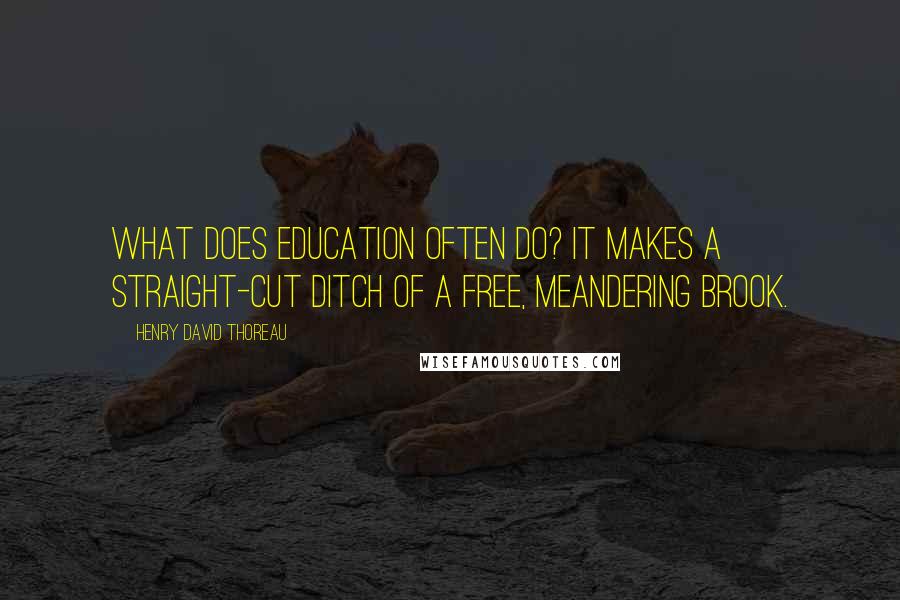 Henry David Thoreau Quotes: What does education often do? It makes a straight-cut ditch of a free, meandering brook.