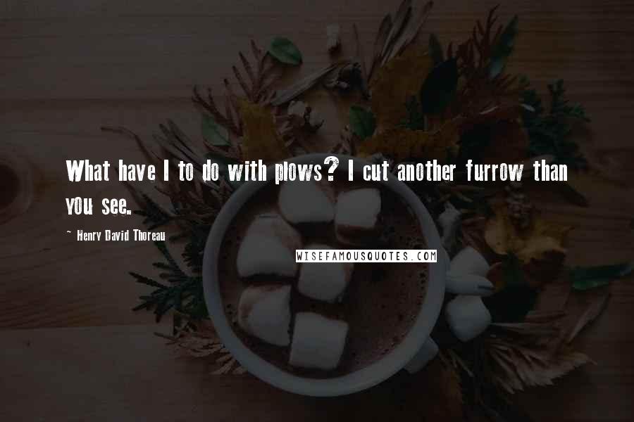 Henry David Thoreau Quotes: What have I to do with plows? I cut another furrow than you see.