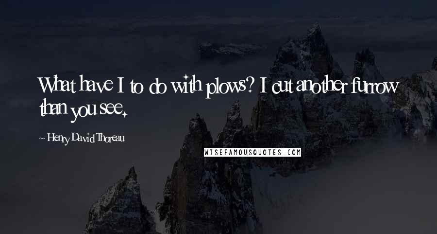 Henry David Thoreau Quotes: What have I to do with plows? I cut another furrow than you see.