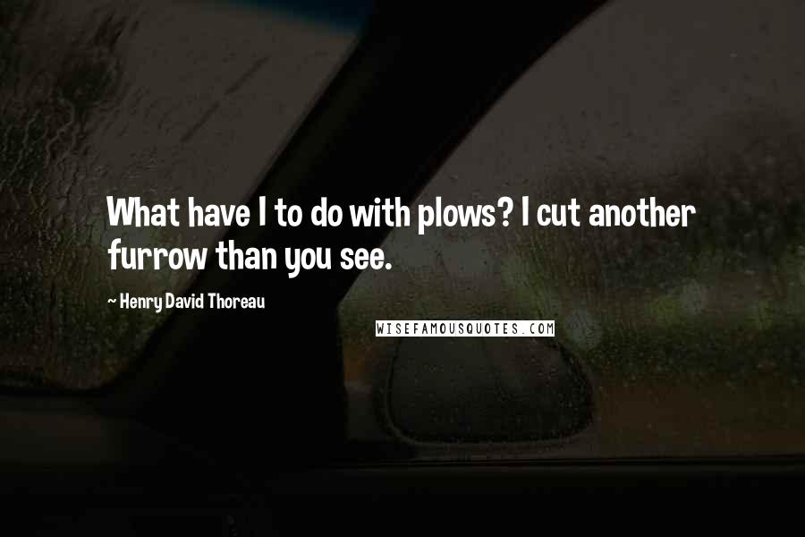 Henry David Thoreau Quotes: What have I to do with plows? I cut another furrow than you see.
