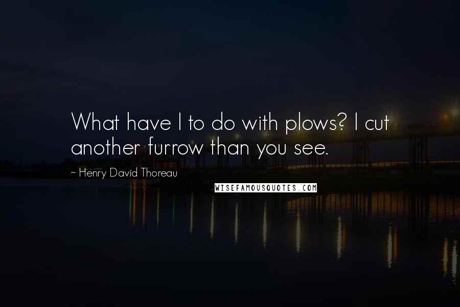 Henry David Thoreau Quotes: What have I to do with plows? I cut another furrow than you see.