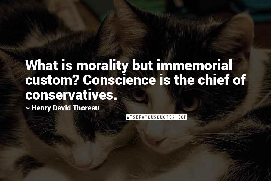 Henry David Thoreau Quotes: What is morality but immemorial custom? Conscience is the chief of conservatives.