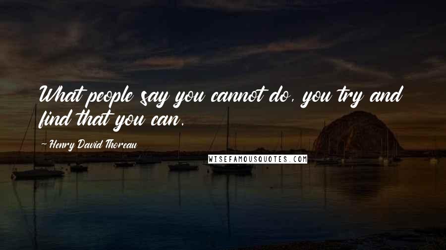 Henry David Thoreau Quotes: What people say you cannot do, you try and find that you can.