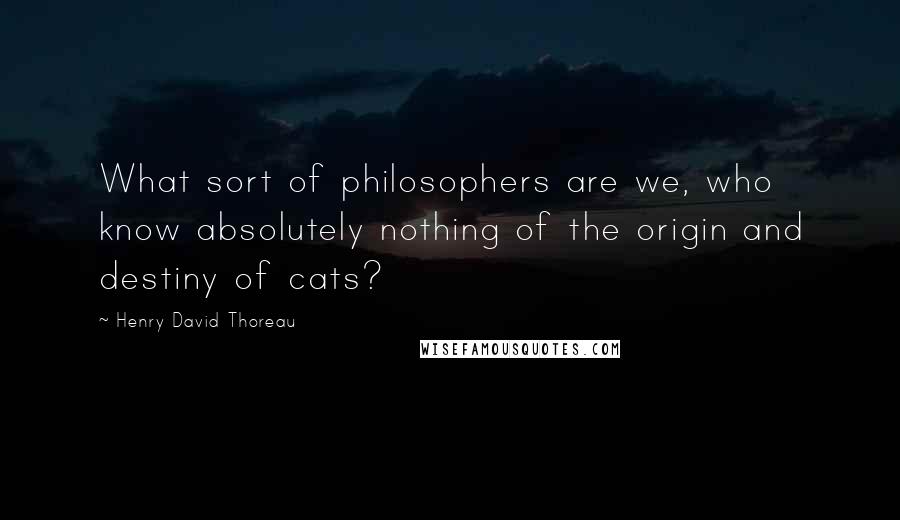 Henry David Thoreau Quotes: What sort of philosophers are we, who know absolutely nothing of the origin and destiny of cats?