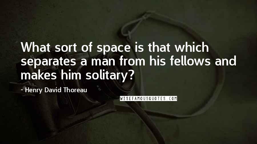 Henry David Thoreau Quotes: What sort of space is that which separates a man from his fellows and makes him solitary?