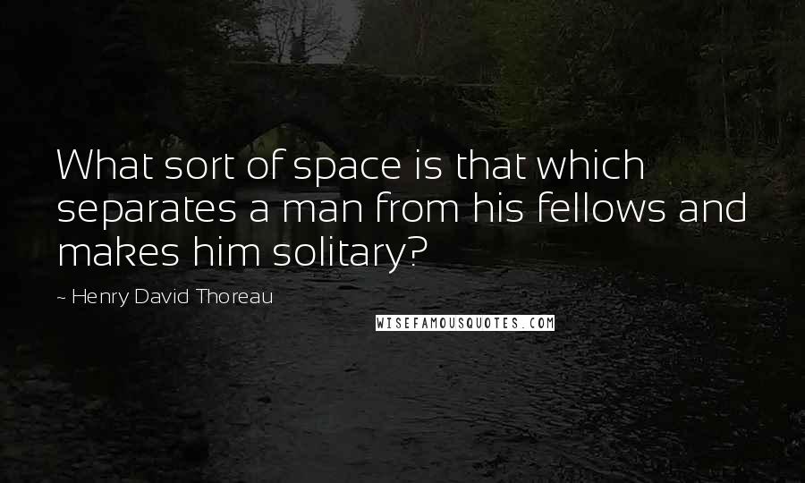 Henry David Thoreau Quotes: What sort of space is that which separates a man from his fellows and makes him solitary?