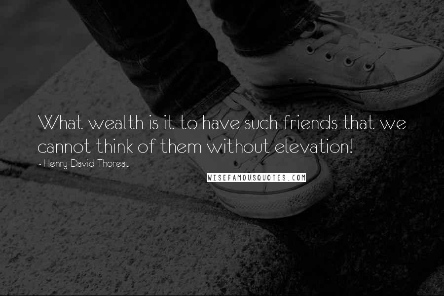 Henry David Thoreau Quotes: What wealth is it to have such friends that we cannot think of them without elevation!
