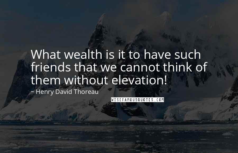 Henry David Thoreau Quotes: What wealth is it to have such friends that we cannot think of them without elevation!