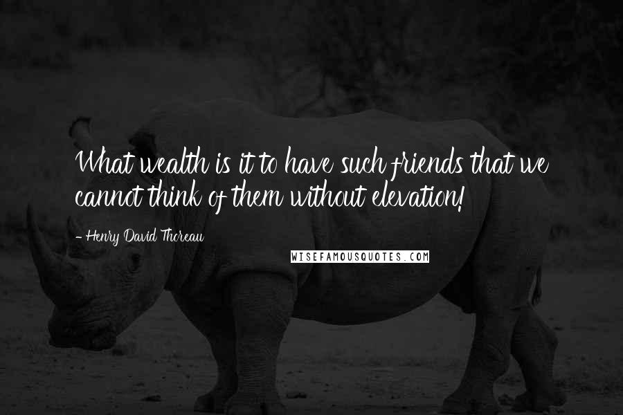 Henry David Thoreau Quotes: What wealth is it to have such friends that we cannot think of them without elevation!