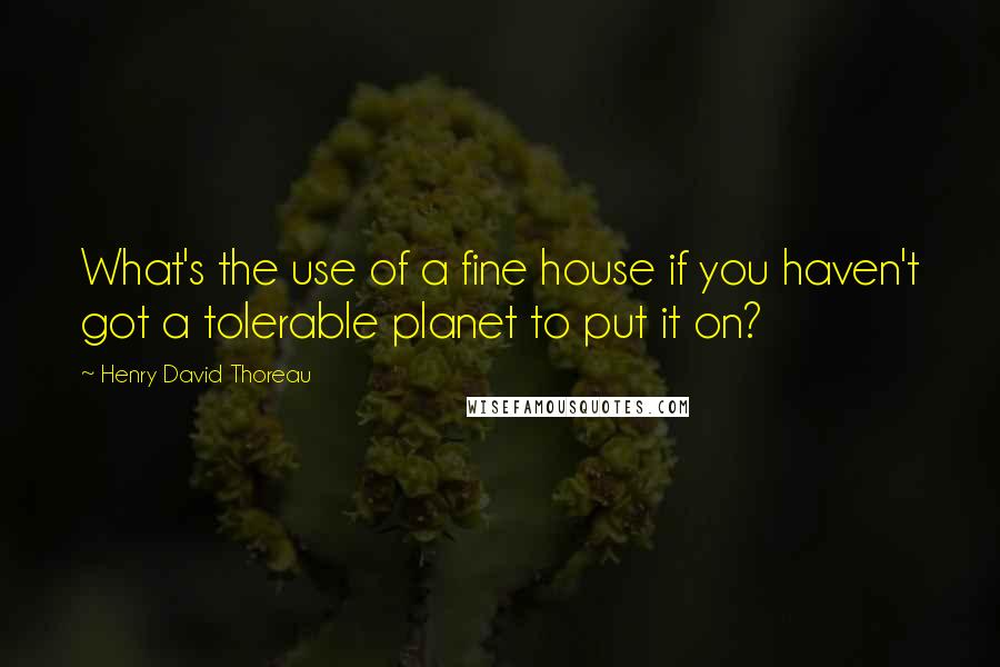 Henry David Thoreau Quotes: What's the use of a fine house if you haven't got a tolerable planet to put it on?