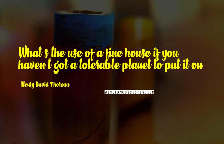 Henry David Thoreau Quotes: What's the use of a fine house if you haven't got a tolerable planet to put it on?