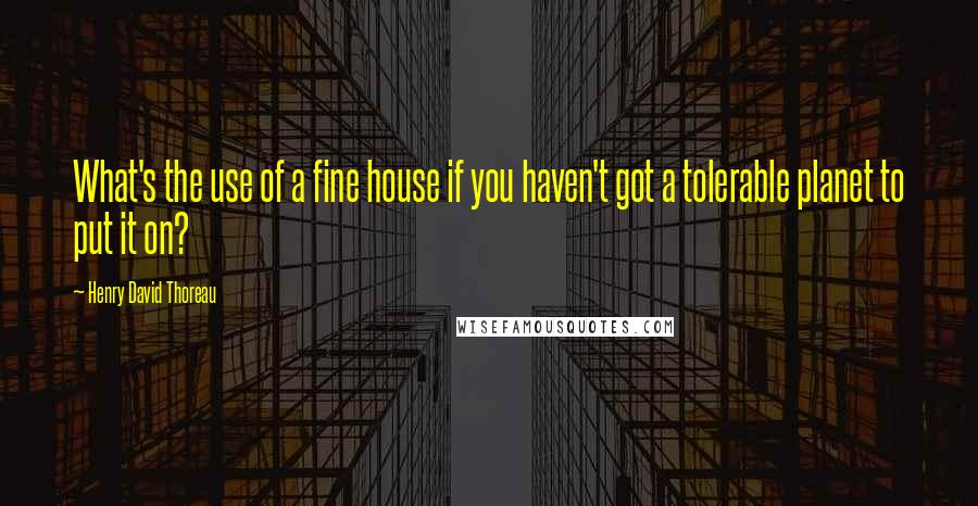 Henry David Thoreau Quotes: What's the use of a fine house if you haven't got a tolerable planet to put it on?