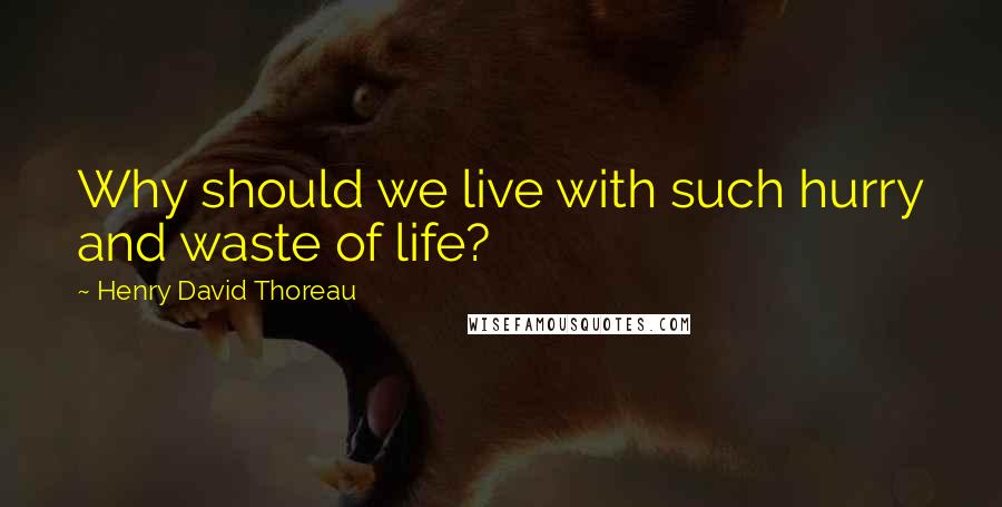 Henry David Thoreau Quotes: Why should we live with such hurry and waste of life?