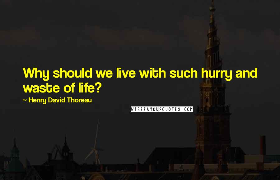 Henry David Thoreau Quotes: Why should we live with such hurry and waste of life?