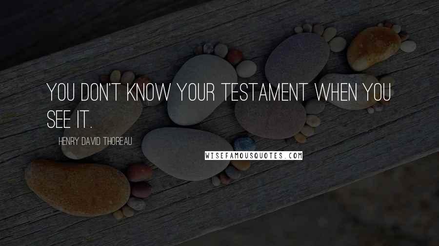 Henry David Thoreau Quotes: You don't know your testament when you see it.