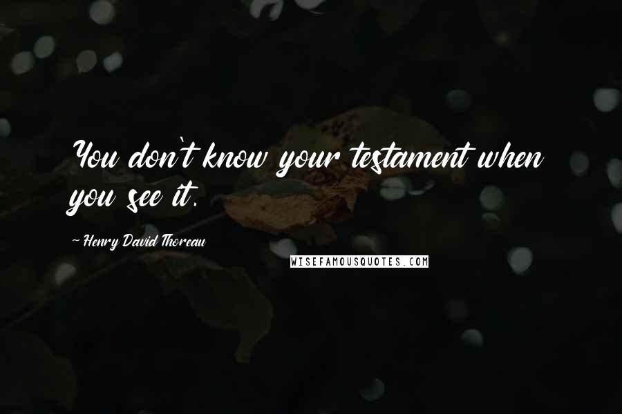 Henry David Thoreau Quotes: You don't know your testament when you see it.