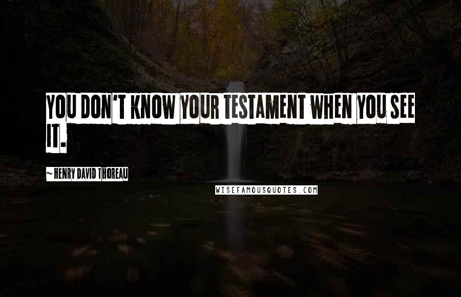 Henry David Thoreau Quotes: You don't know your testament when you see it.