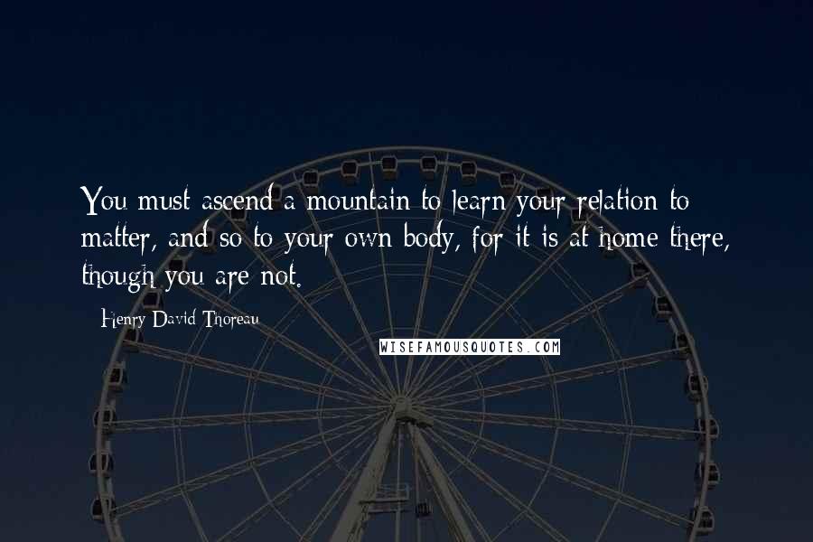 Henry David Thoreau Quotes: You must ascend a mountain to learn your relation to matter, and so to your own body, for it is at home there, though you are not.