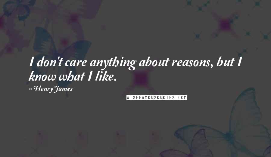 Henry James Quotes: I don't care anything about reasons, but I know what I like.