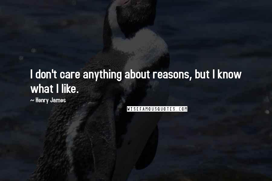 Henry James Quotes: I don't care anything about reasons, but I know what I like.