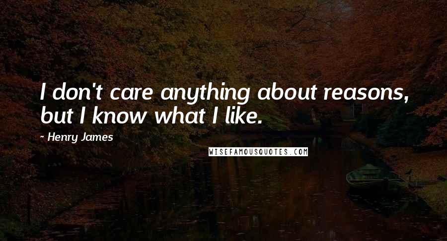 Henry James Quotes: I don't care anything about reasons, but I know what I like.