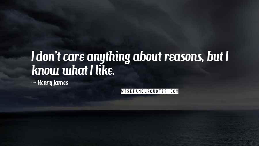 Henry James Quotes: I don't care anything about reasons, but I know what I like.