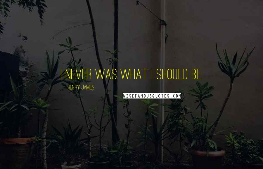 Henry James Quotes: I never was what I should be.