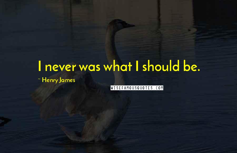 Henry James Quotes: I never was what I should be.