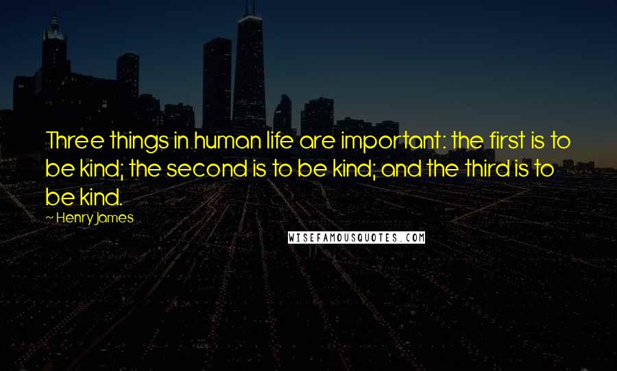 Henry James Quotes: Three things in human life are important: the first is to be kind; the second is to be kind; and the third is to be kind.