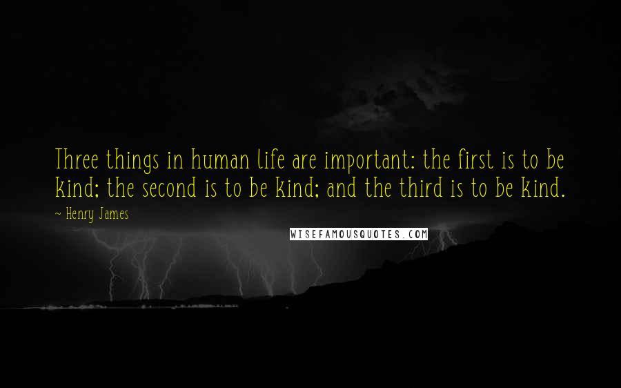 Henry James Quotes: Three things in human life are important: the first is to be kind; the second is to be kind; and the third is to be kind.
