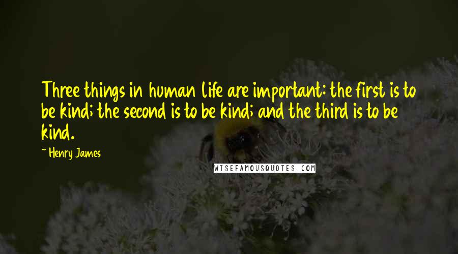 Henry James Quotes: Three things in human life are important: the first is to be kind; the second is to be kind; and the third is to be kind.