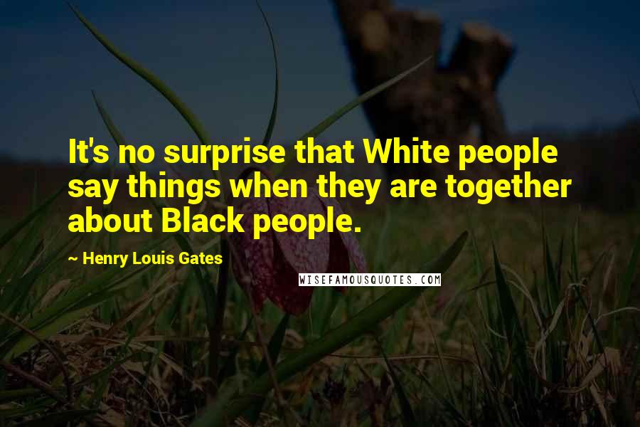 Henry Louis Gates Quotes: It's no surprise that White people say things when they are together about Black people.