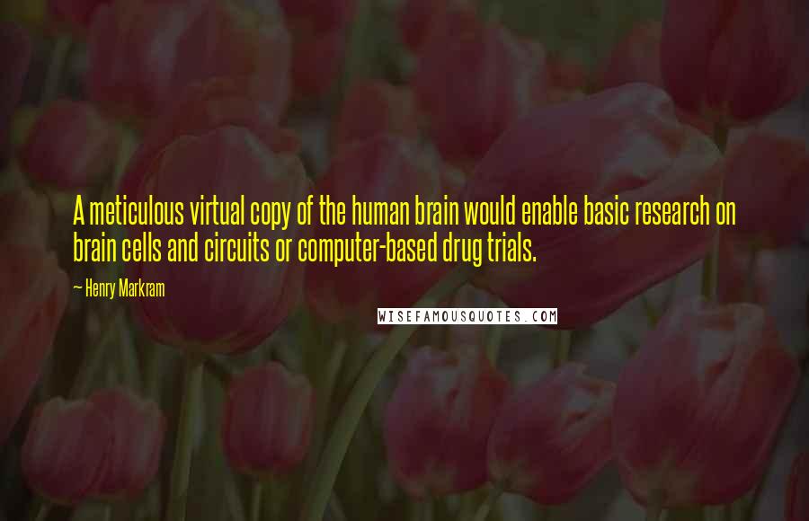 Henry Markram Quotes: A meticulous virtual copy of the human brain would enable basic research on brain cells and circuits or computer-based drug trials.