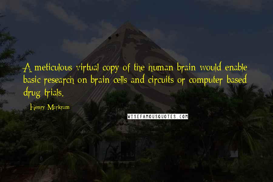 Henry Markram Quotes: A meticulous virtual copy of the human brain would enable basic research on brain cells and circuits or computer-based drug trials.