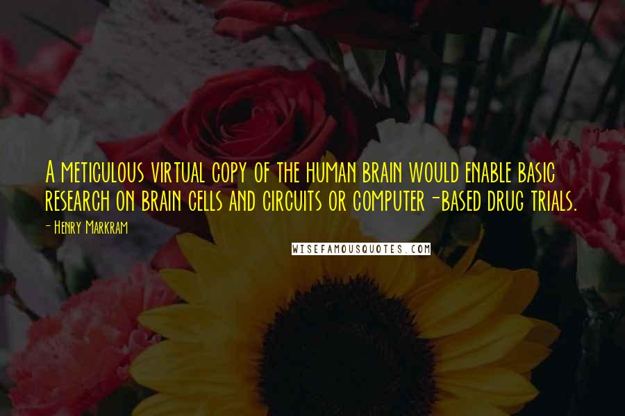 Henry Markram Quotes: A meticulous virtual copy of the human brain would enable basic research on brain cells and circuits or computer-based drug trials.