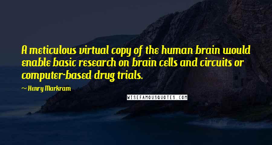 Henry Markram Quotes: A meticulous virtual copy of the human brain would enable basic research on brain cells and circuits or computer-based drug trials.