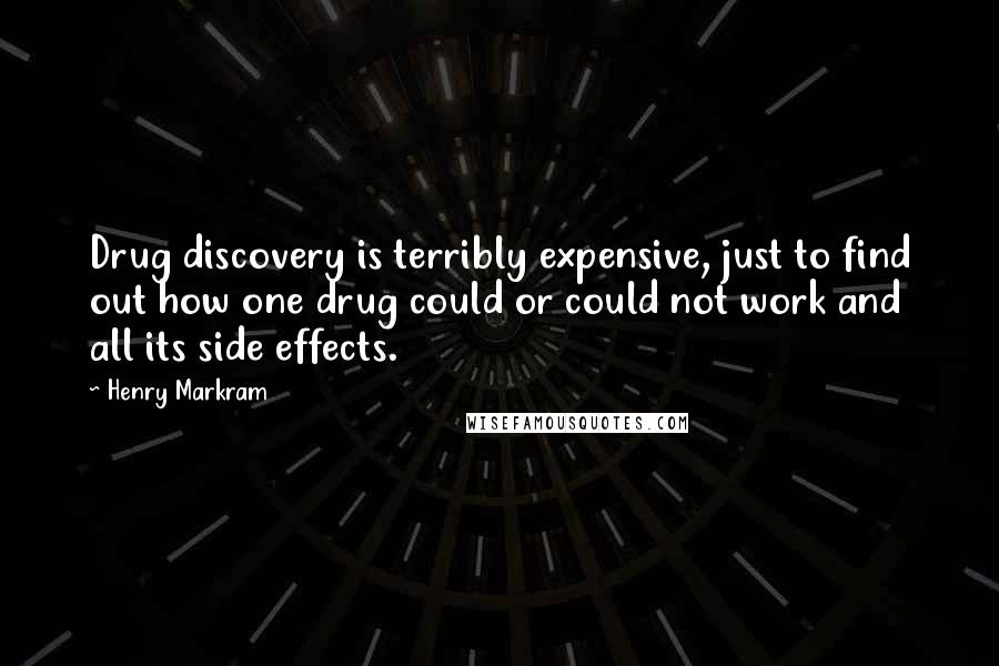 Henry Markram Quotes: Drug discovery is terribly expensive, just to find out how one drug could or could not work and all its side effects.