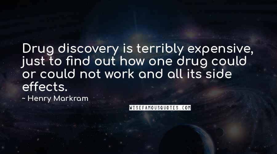 Henry Markram Quotes: Drug discovery is terribly expensive, just to find out how one drug could or could not work and all its side effects.