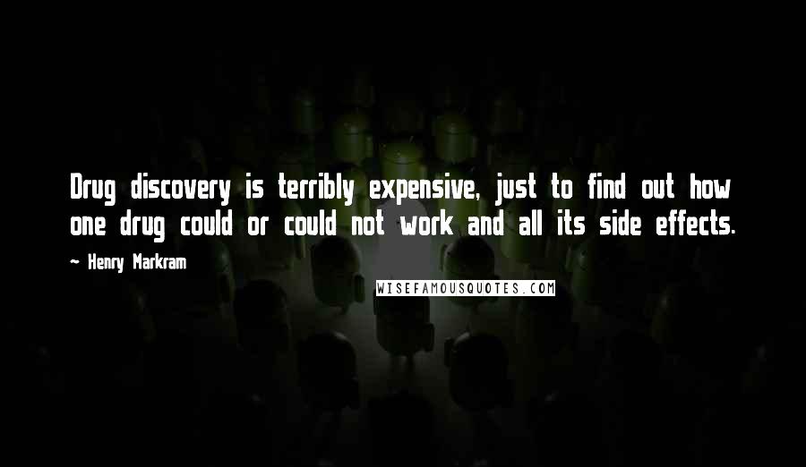 Henry Markram Quotes: Drug discovery is terribly expensive, just to find out how one drug could or could not work and all its side effects.