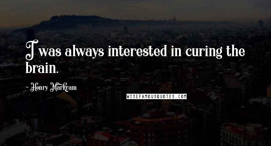 Henry Markram Quotes: I was always interested in curing the brain.