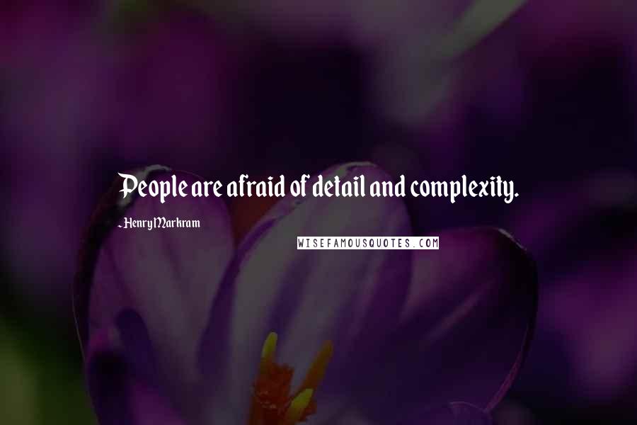 Henry Markram Quotes: People are afraid of detail and complexity.